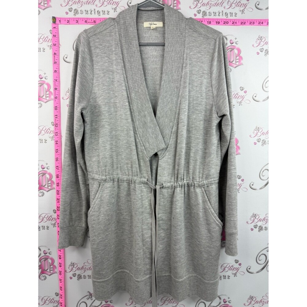 Peyton primrose cardigan grey tie up Light Gray Shawl Cardigan with Tie Waist